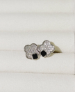 Lucky Clover Stud Earrings – 14K White Gold Plated 925 Sterling Silver