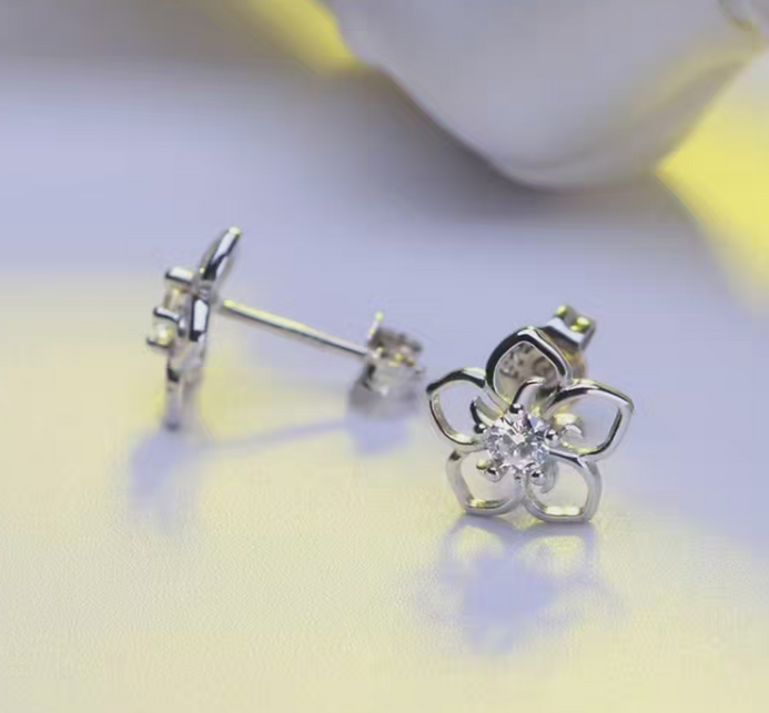 Genuine Amethyst  Floral Earrings