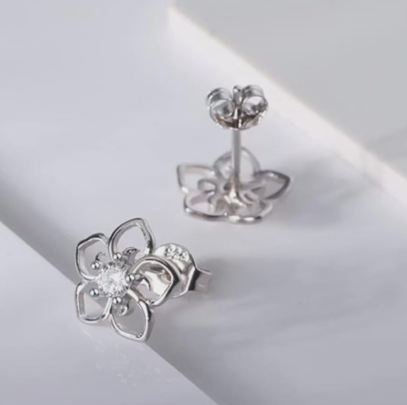 Genuine Amethyst  Floral Earrings