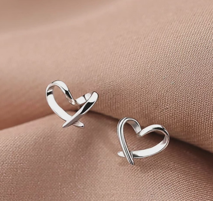 Heart Silver Stud Earrings