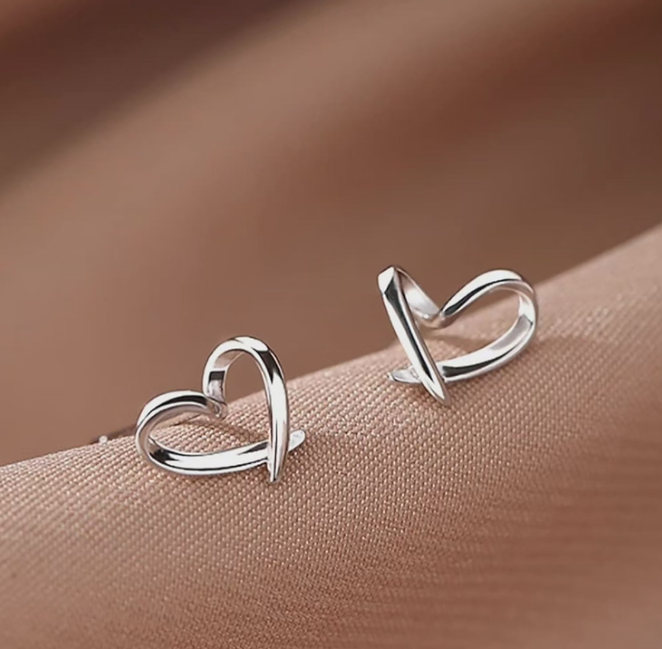 Heart Silver Stud Earrings