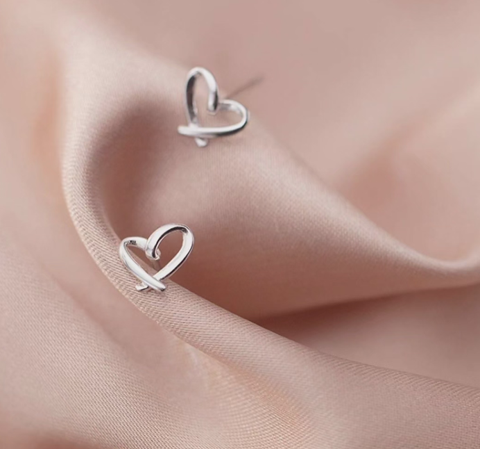 Heart Silver Stud Earrings