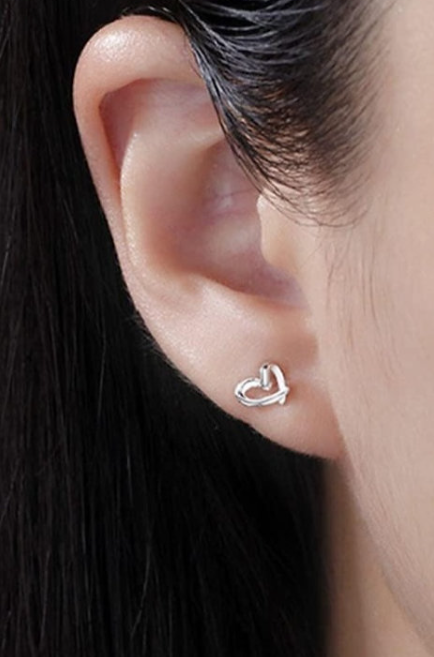 Heart Silver Stud Earrings