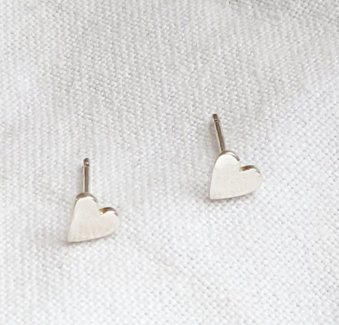 Sterling Silver Stud Heart Earrings