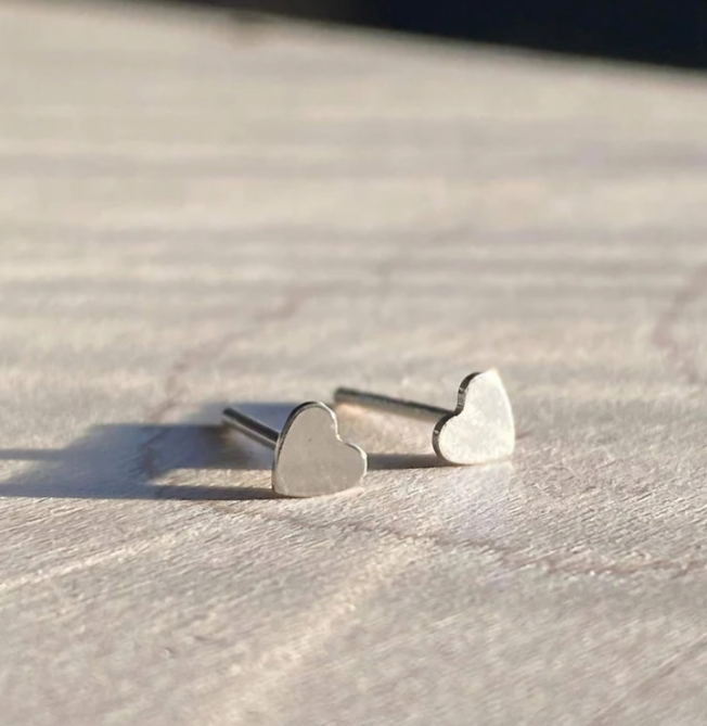 Sterling Silver Stud Heart Earrings