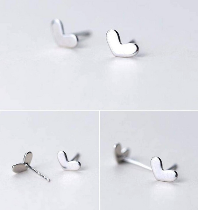 Sterling Silver Stud Heart Earrings