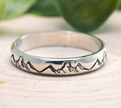 Mountain Peak Engraved Sterling Silver 925 Ring – Artistic Nature Jewelry