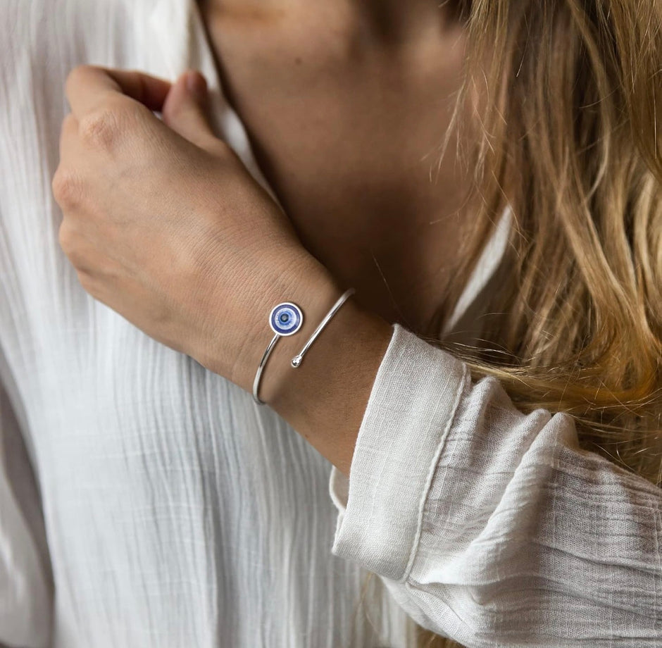 Adjustable Stainless Steel Evil Eye Bracelet