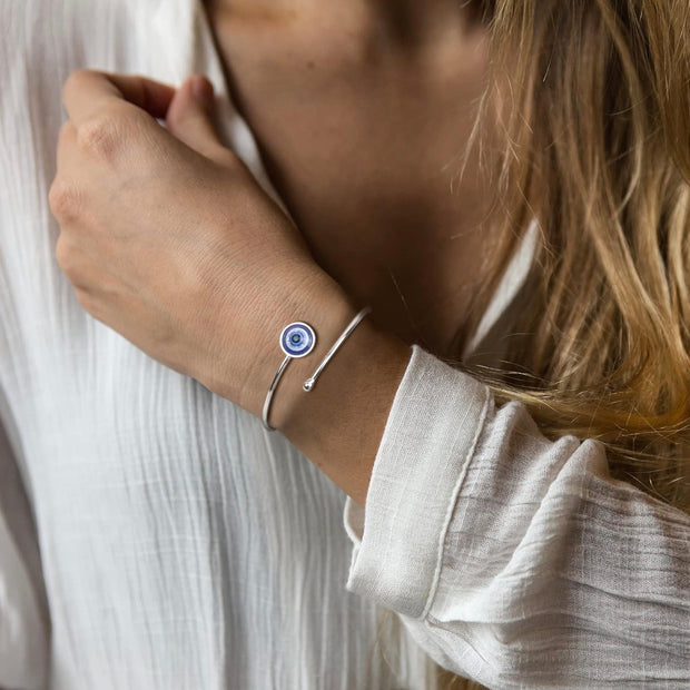 Adjustable Stainless Steel Evil Eye Bracelet