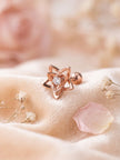 16G Rose Gold Surgical Steel Flat Back Stud – Star & Opal Teardrop Piercing