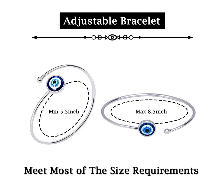 Adjustable Stainless Steel Evil Eye Bracelet