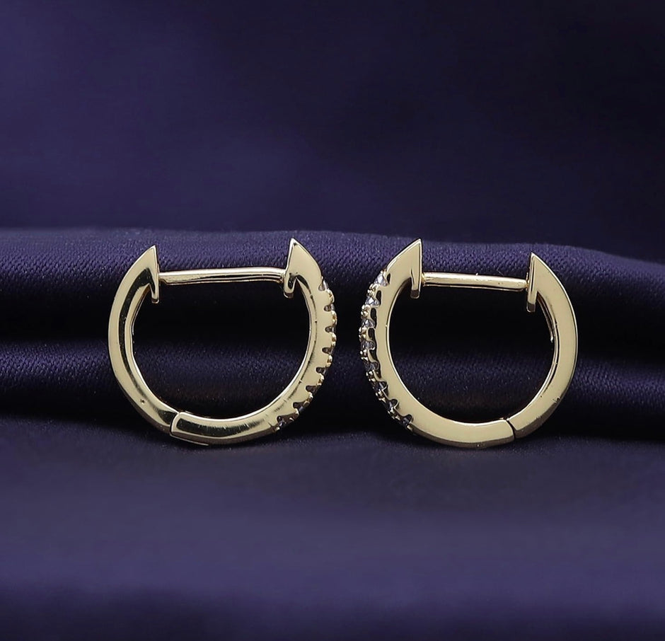 Minimalist Gold-Plated Mini Huggie Earrings in Authentic 925 Silver