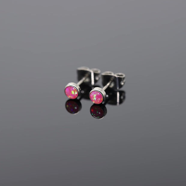 Hypoallergenic Titanium Opal Stud Earrings for Sensitive Ears