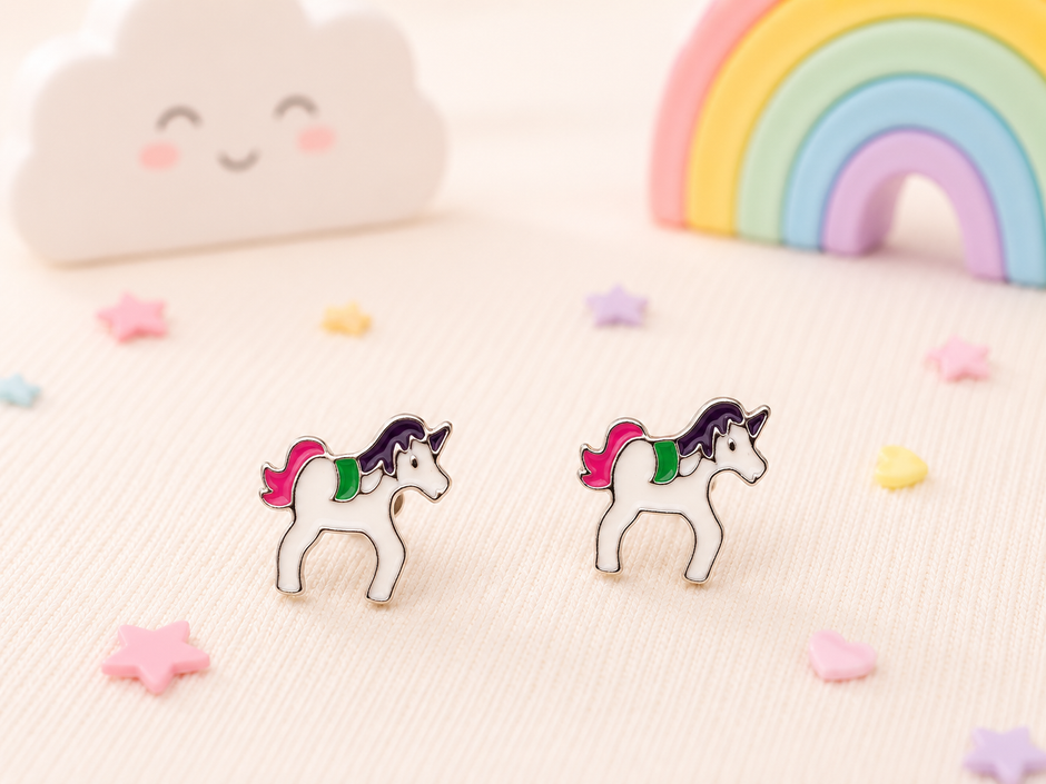 Playful & Hypoallergenic Kids Enamel Stud Earrings Collection