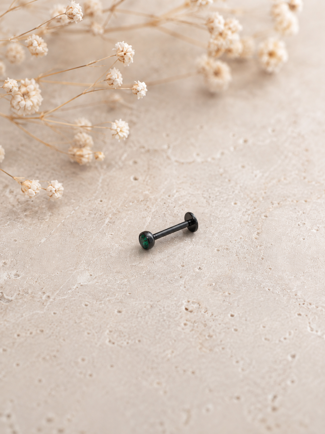 16G Black Surgical Steel Labret Stud – Colorful CZ Flat Back Piercing