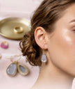 Sparkling Gray Teardrop Dangle Earrings – Gold Plated