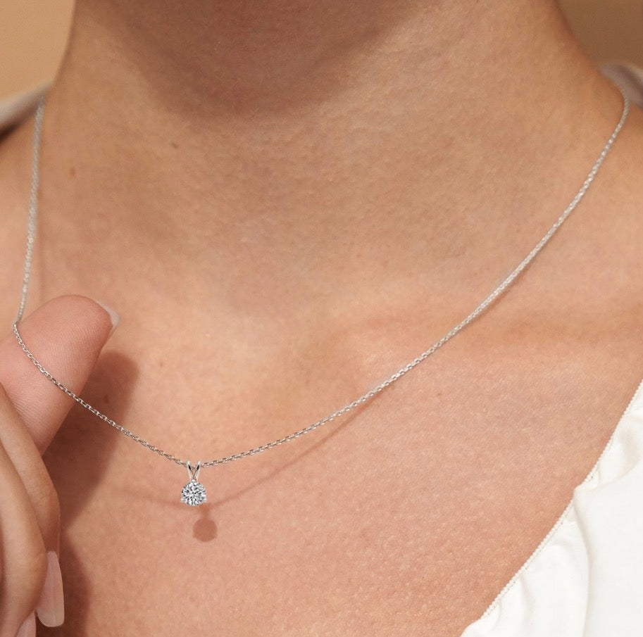 925 Sterling Silver Cushion Cut Necklace 1 mm