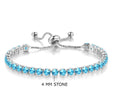 Elegant Blue CZ Round Cut Tennis Bracelet – Anti-Tarnish Protection