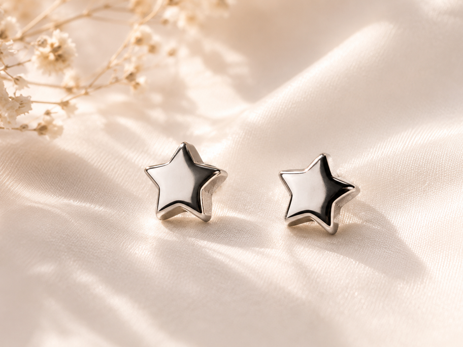 Minimalist 7mm Stainless Steel Star Stud Earrings