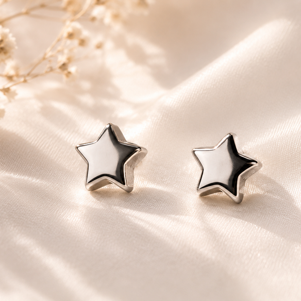 Minimalist 7mm Stainless Steel Star Stud Earrings