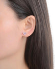 925 Sterling Silver Pink Heart Stud Earrings – 6mm Cubic Zirconia for Women