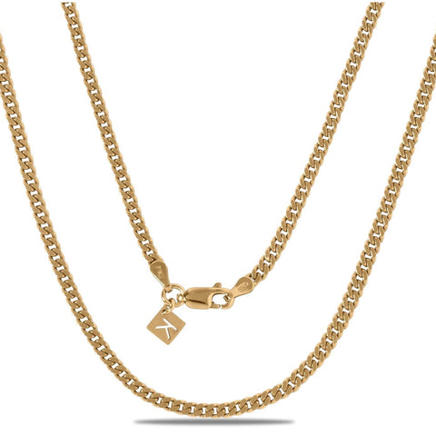 Classic 18K Gold Plated Curb Chain – 2mm Elegant Unisex Necklace