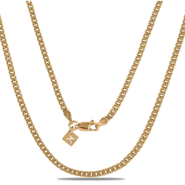 Classic 18K Gold Plated Curb Chain – 2mm Elegant Unisex Necklace