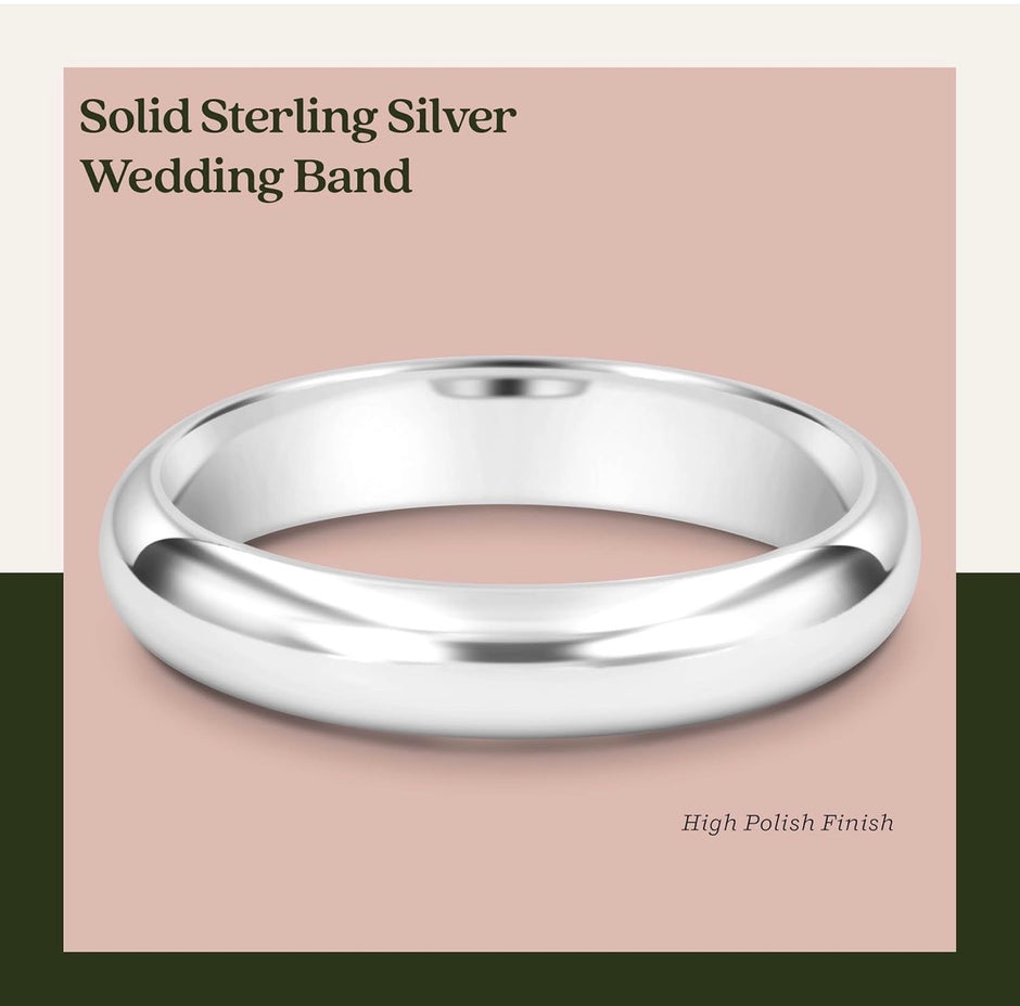 Classic Silver Wedding Band Ring – 4mm High-Quality 925 Sterling Silver