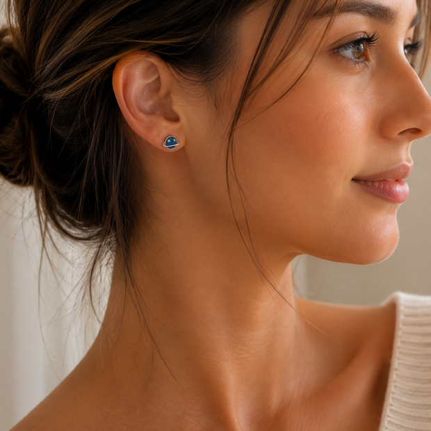 Dainty 6mm Stainless Steel Celestial Planet Stud Earrings