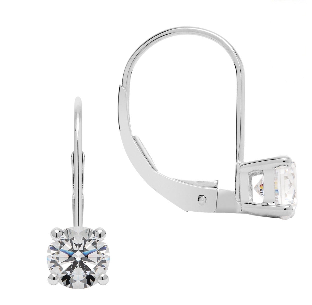 14K Solid White Gold Earrings