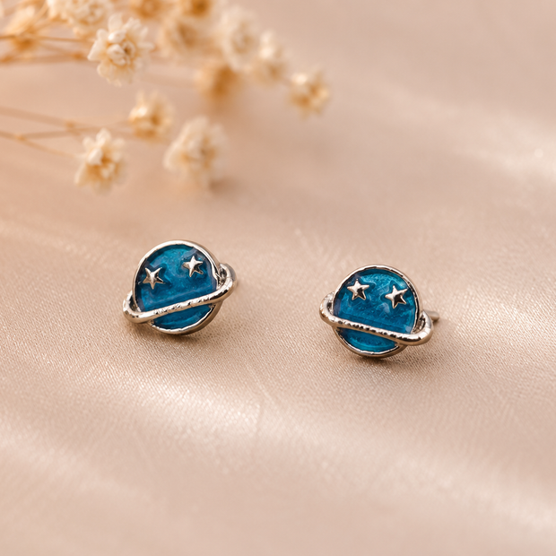 Dainty 6mm Stainless Steel Celestial Planet Stud Earrings