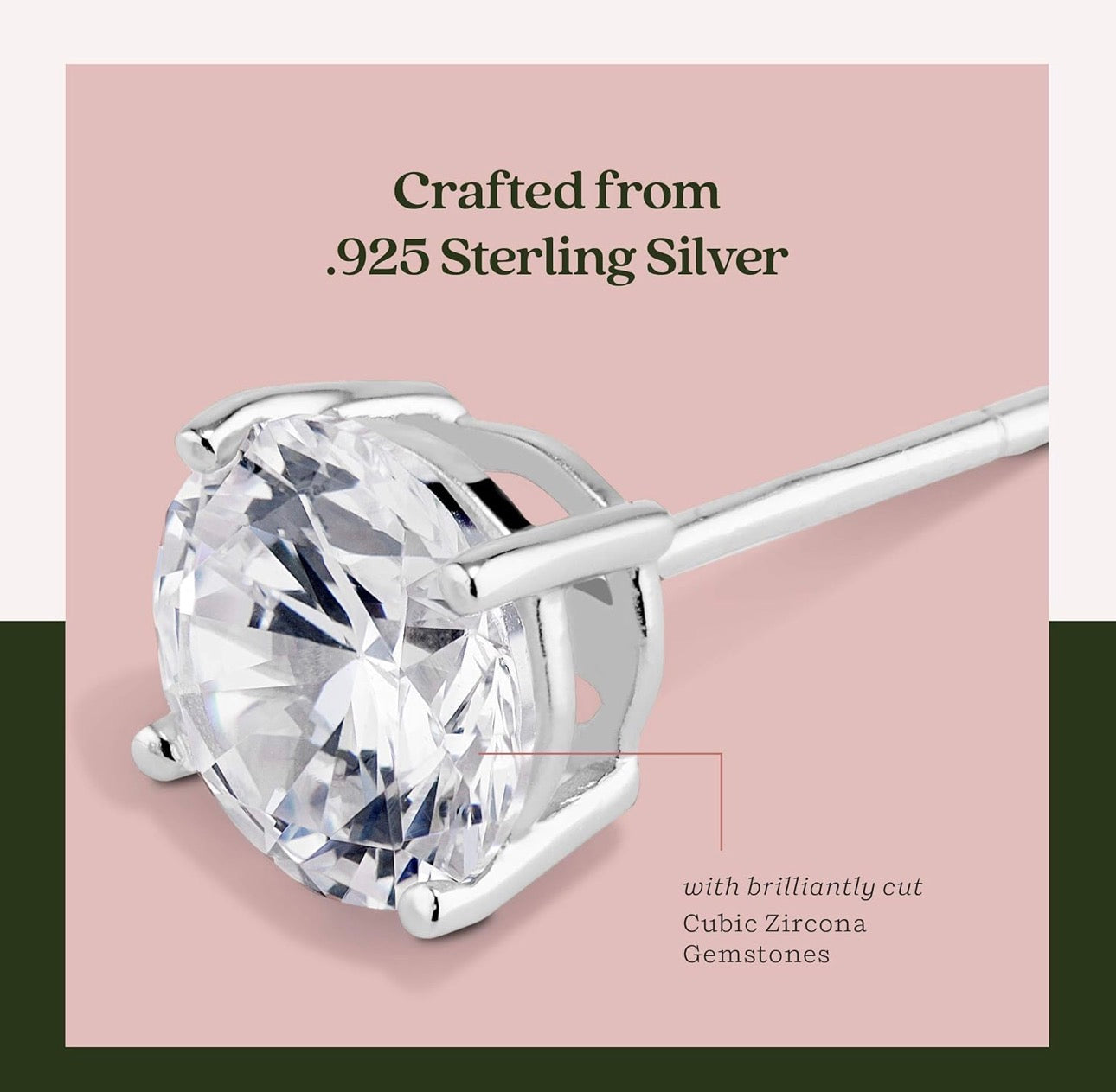Sterling Silver Cubic Zirconia Stud Earrings