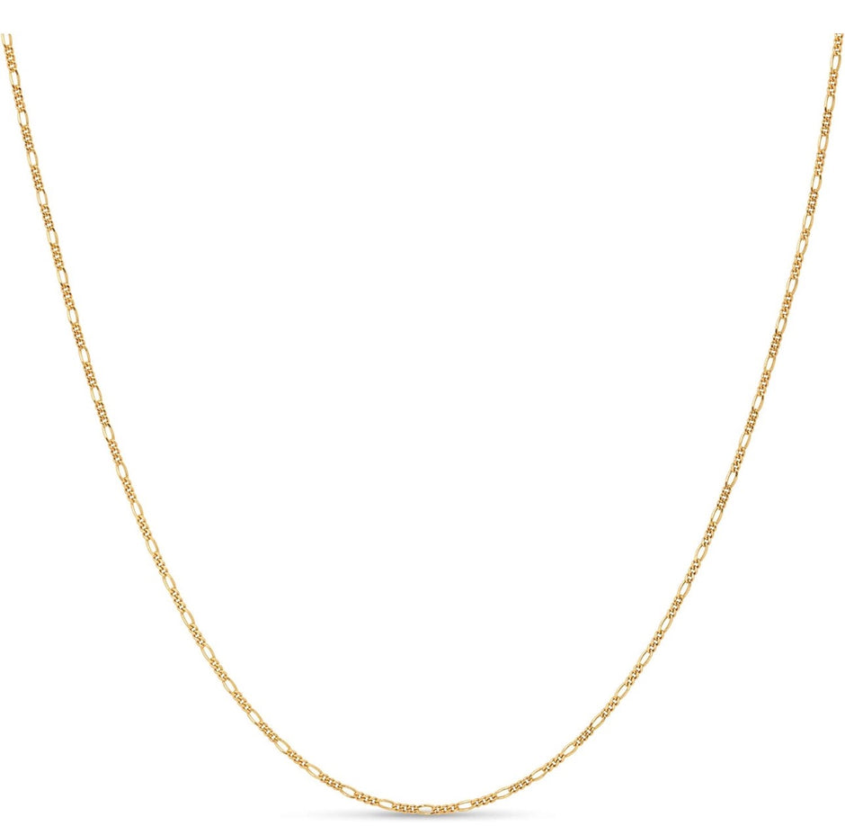 18in  Figaro Chain Necklace – 18K Gold over 925 Sterling Silver, 1.3mm