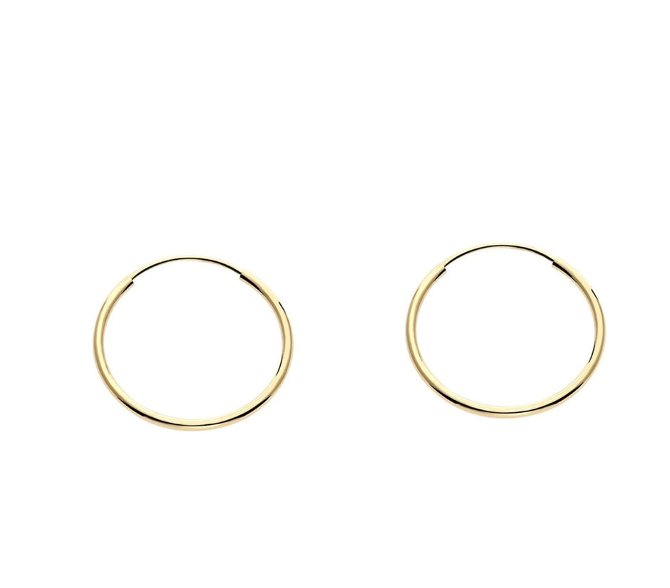 14K Solid Gold Small Hoop Earrings – 14mm Everyday Classic Hoops