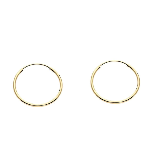 14K Solid Gold Small Hoop Earrings – 14mm Everyday Classic Hoops