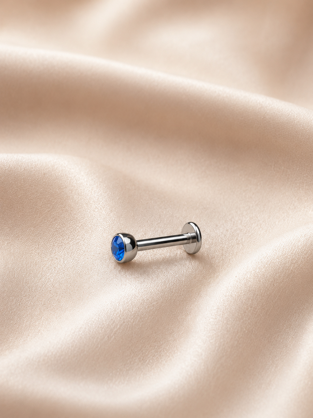 16G Surgical Steel Labret Stud – Silver Flat Back Colorful CZ Piercing