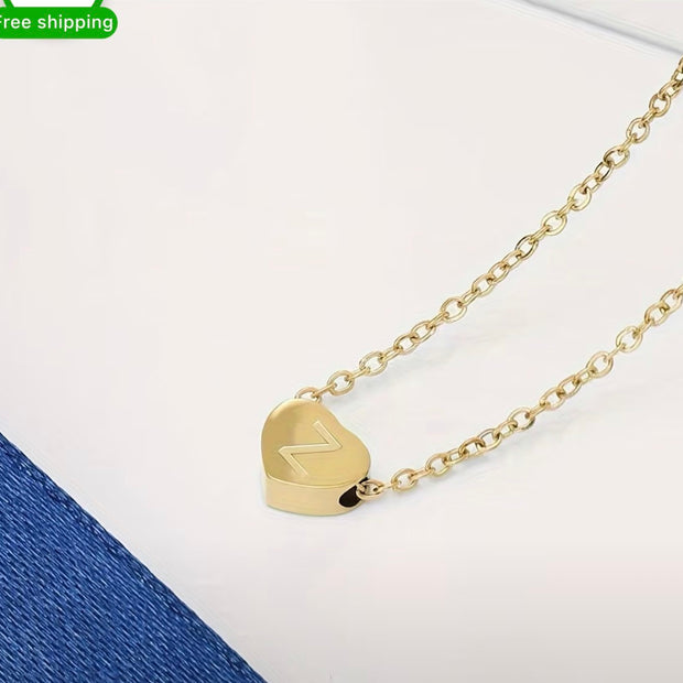 Romantic "Z" Heart Pendant Necklace – Adjustable Two-Tone Chain