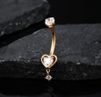 Solid 14K Gold Belly Button Ring – Heart Body Piercing Jewelry for Women