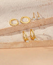 14K Gold Plated Huggie Hoop Earring Set – 3 Pairs