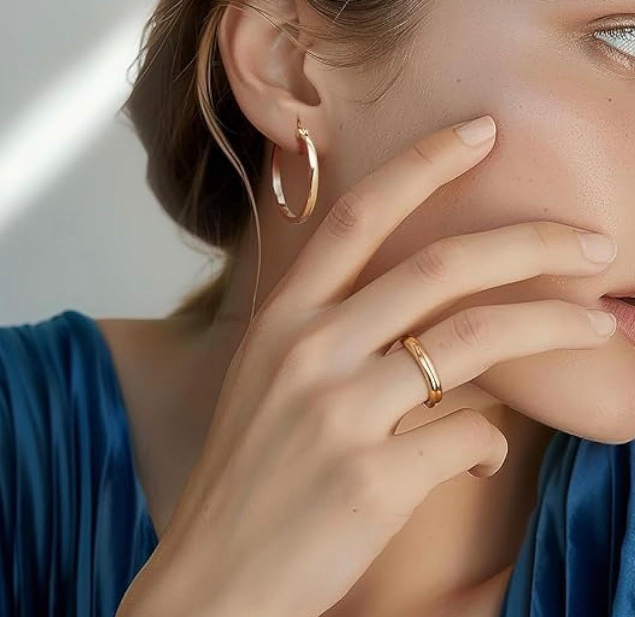 Chunky Flat Hoop Earrings – Modern 925 Sterling Silver Minimalist Jewelry