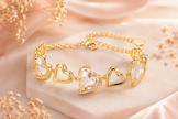Romantic Crystal Heart Link Bracelet – Adjustable