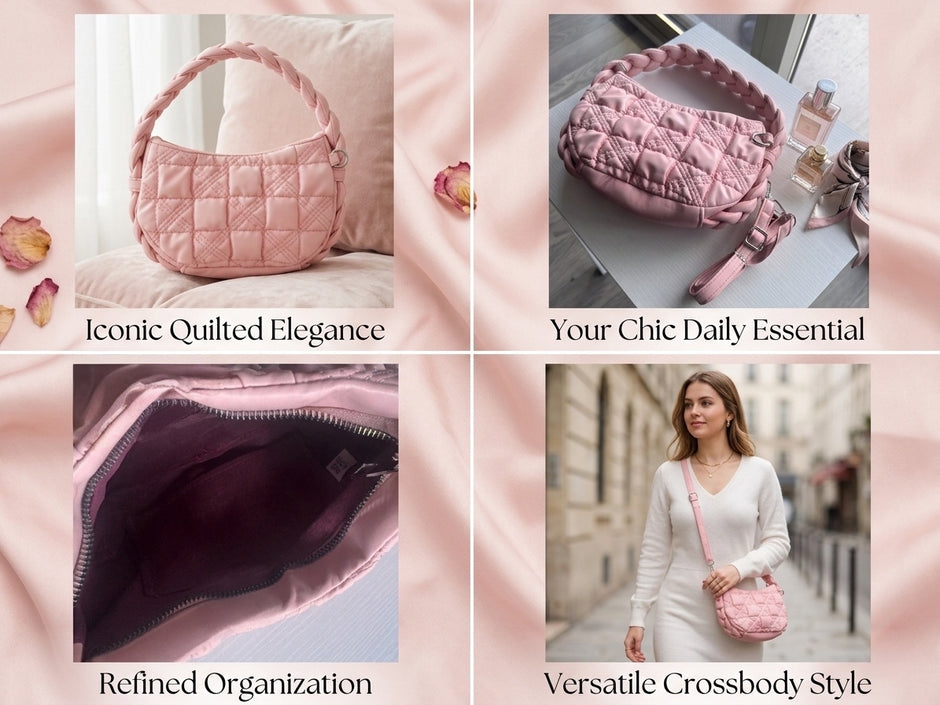 Chic Pink Quilted Vegan Leather Handbag