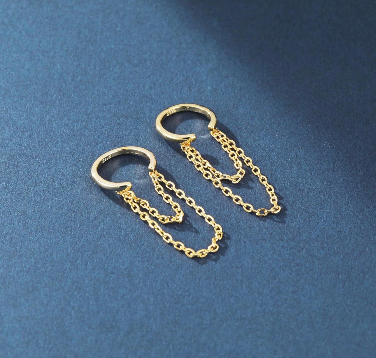 Trendy Chain Cuff Earrings in 925 Sterling Silver – Modern Minimalist
