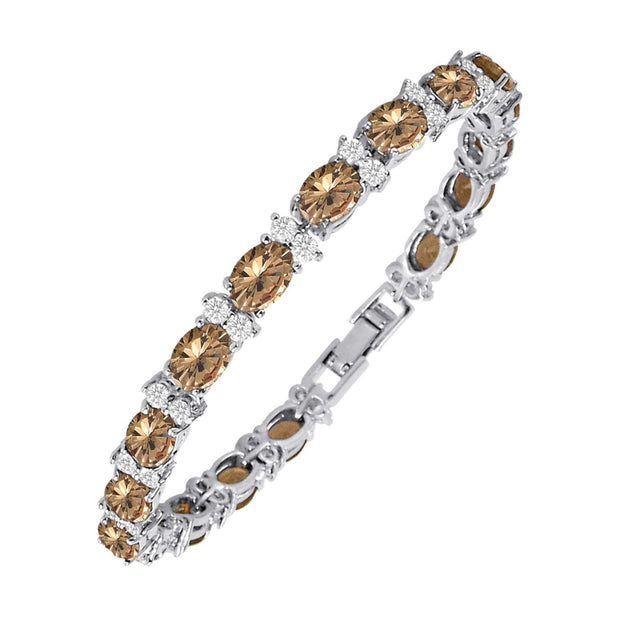 Sparkling Oval & Round Cubic Zirconia Tennis Bracelet – Everyday Luxury
