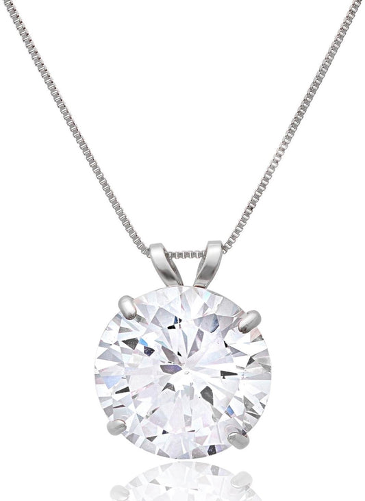 925 Sterling Silver Cushion Cut Necklace 1 mm