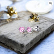 925 Sterling Silver Pink Heart Stud Earrings – 6mm Cubic Zirconia for Women
