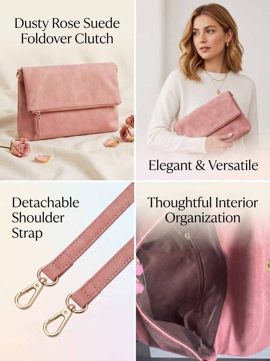 Elegant Pink Faux Leather Clutch Bag