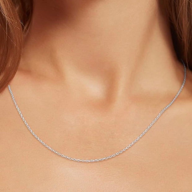 Classic Italian Cable Chain Necklace – Long 26inch Elegant Silver Link