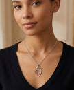 Rhodium Plated Personalized Initial Necklace – Rose Heart Pendant for Women
