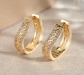 Elegant Zirconia Filigree Hoop Earrings – Gold Tone